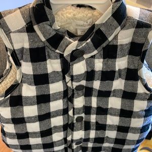 Mud pie Sherpa line Buffalo plaid vest